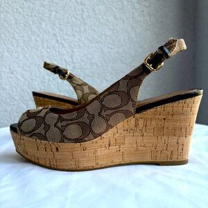 Coach Brown Wedge Sandals